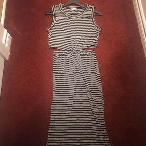 Striped cotton dress with waist side cut-outs